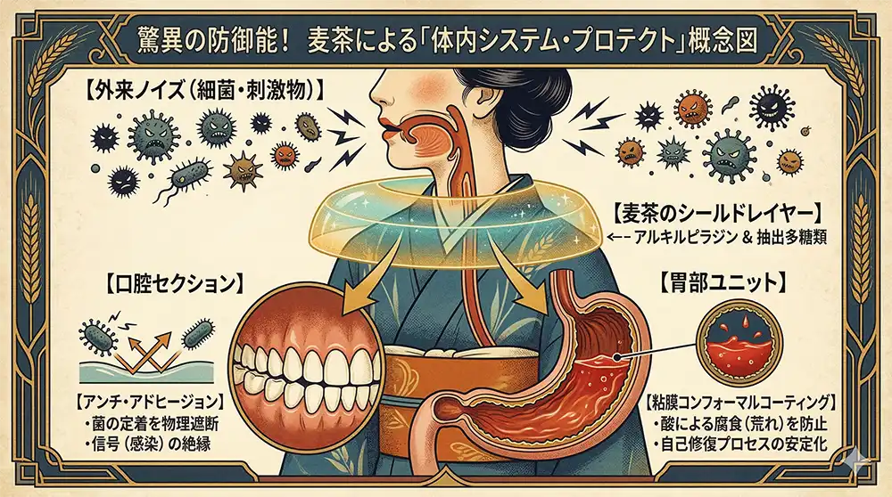麦茶における「体内システム・プロテクト概念図